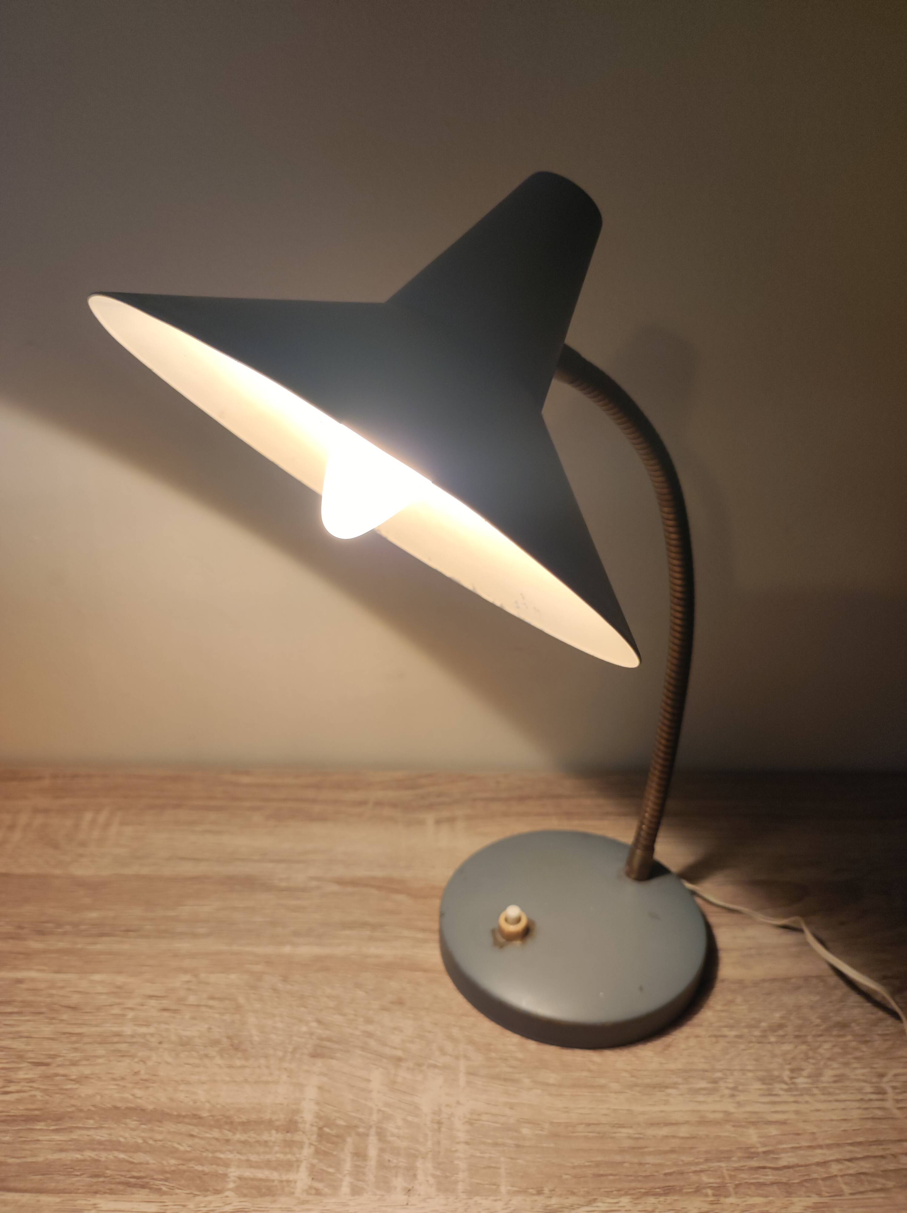 Lampe de bureau cocotte bras flexible vintage