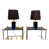 Pair of black and gold lacquered lamps, 1980s