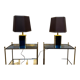 Pair of black and gold lacquered lamps, 1980s