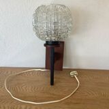 Vintage scandinavian wall lamp wood glass 1970s
