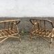 Pair of rattan armchairs and vintage oval table