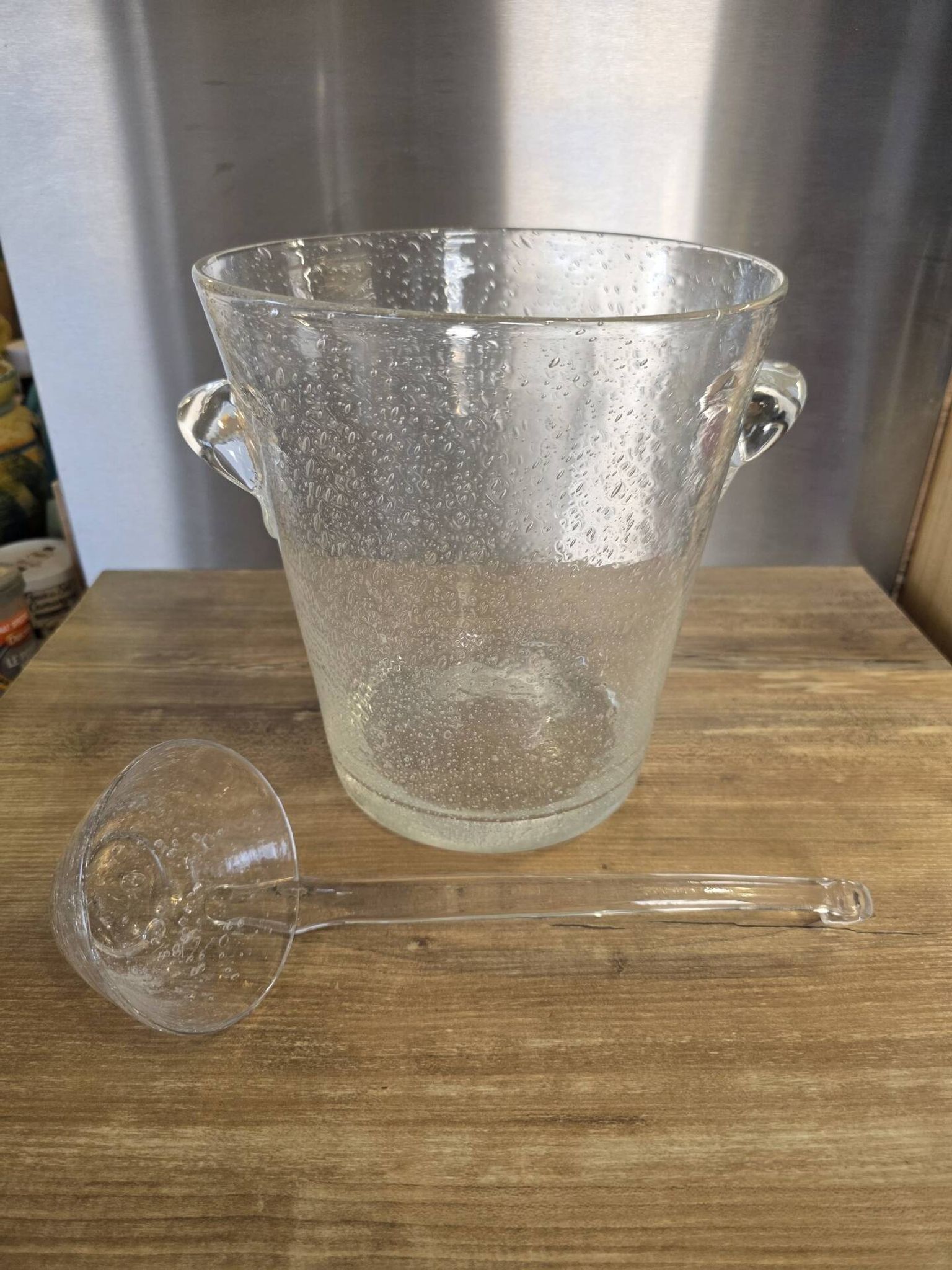 Grand seau à champagne / rafraîchisseur et sa louche Verre bullé Biot