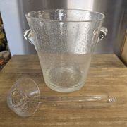 Grand seau à champagne / rafraîchisseur et sa louche Verre bullé Biot