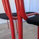 Set of 4 1970s Red & Black Metal Chair: Space Age Stackable Dining Chair