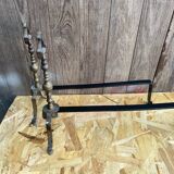 Pair of Antique Metal + Bronze Vintage Fireplace Andirons