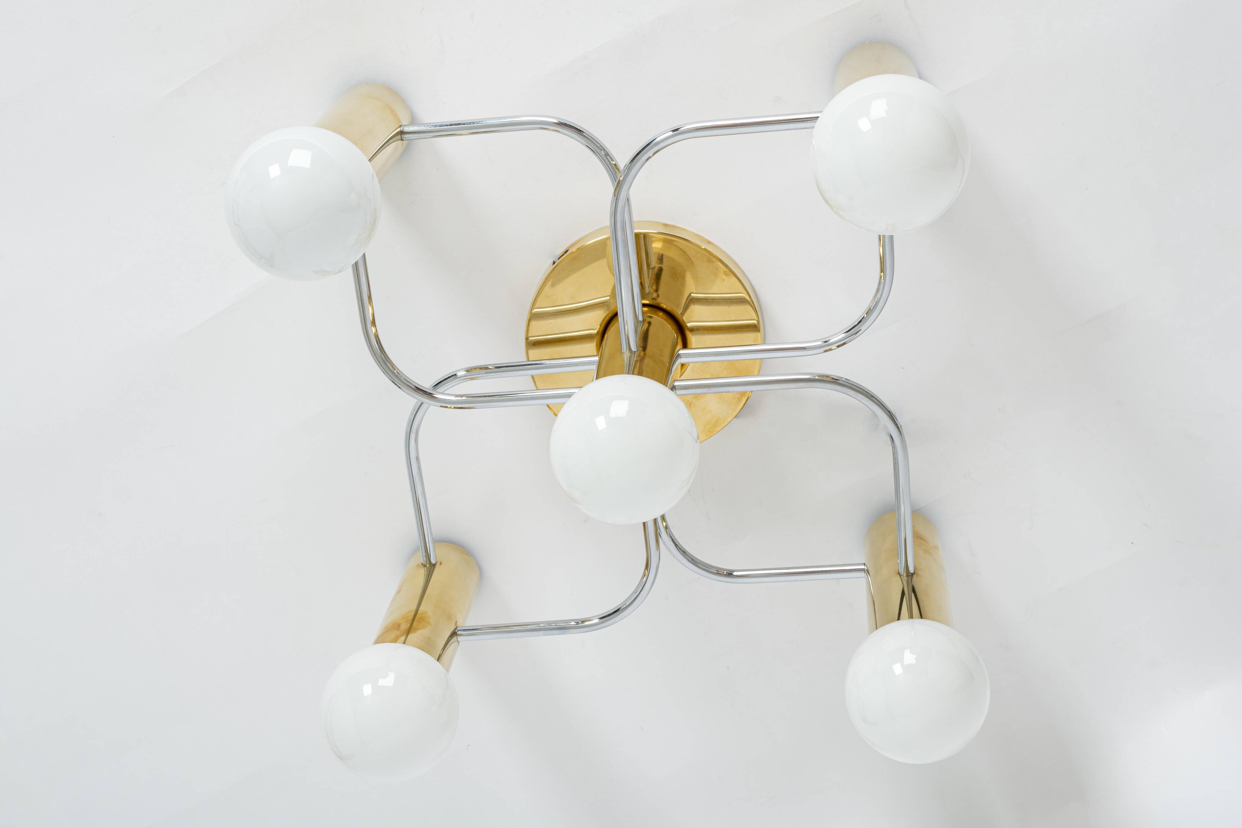 Leola Sciolari ceiling light in dark chrome brass, Germany, 1970s