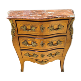 Commode 3 tiroirs avec dessus marbre marron marquettee style 19e siecle