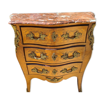 3-drawer chest of drawers with marble top marble marquette style 19th siecle