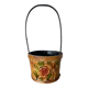 Metal basket with rose patterns