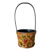 Panier metal motifs roses