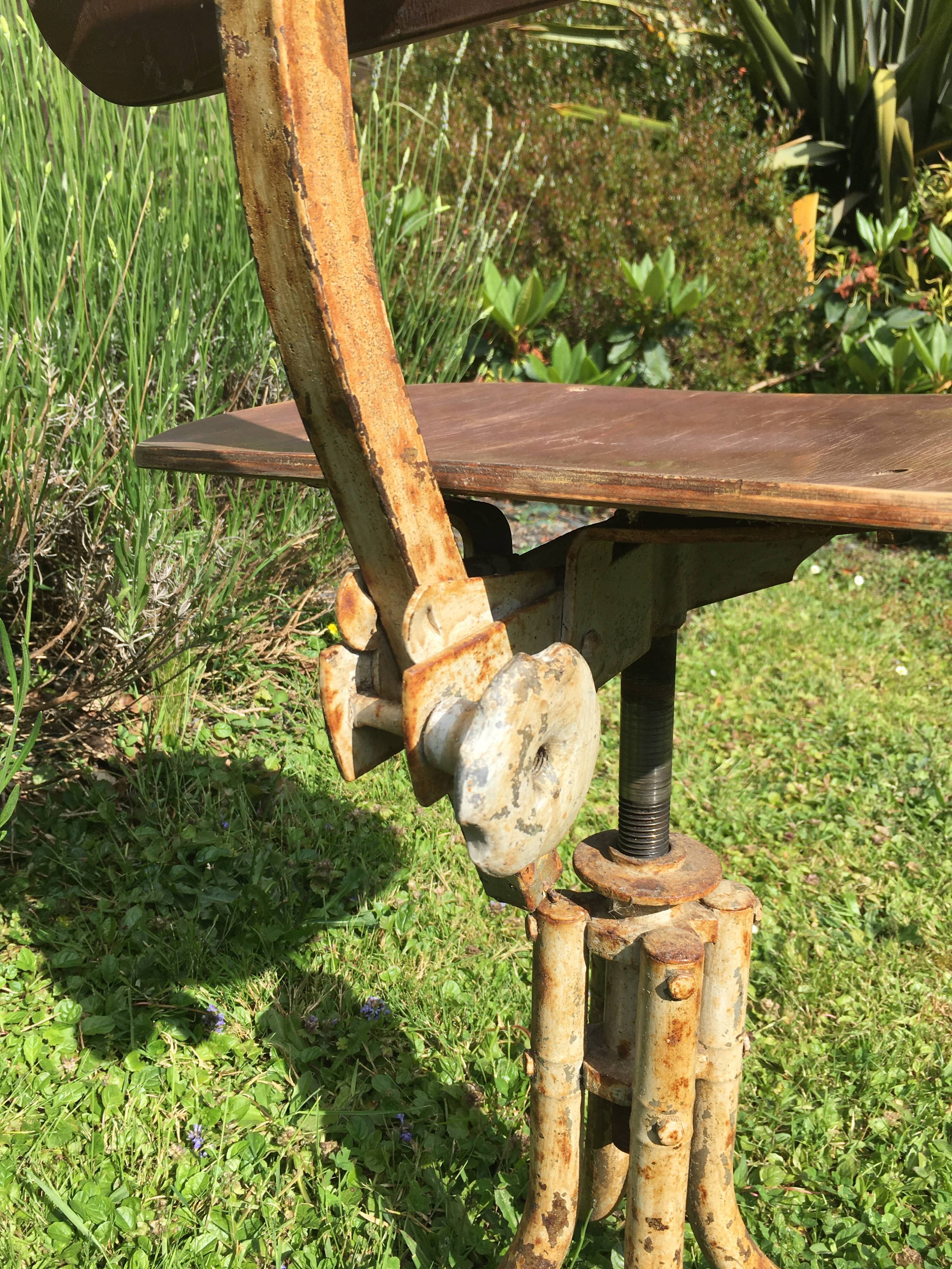 Metal and wood swivel stool