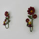 Pair of vintage Italian wall lamps in painted sheet metal. Decoration flowers. Year 50 60
