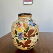 Ceramic vase by J. Massier Vallauris with floral decoration.