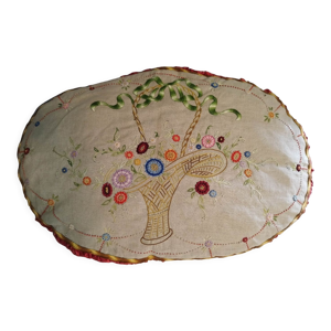 coussin satin et lin