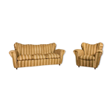 Living room set from the 1950s, 3-seater sofa and armchair.