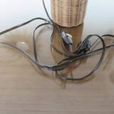 Rattan and glass "bottle" lamp from the 60s and 70s