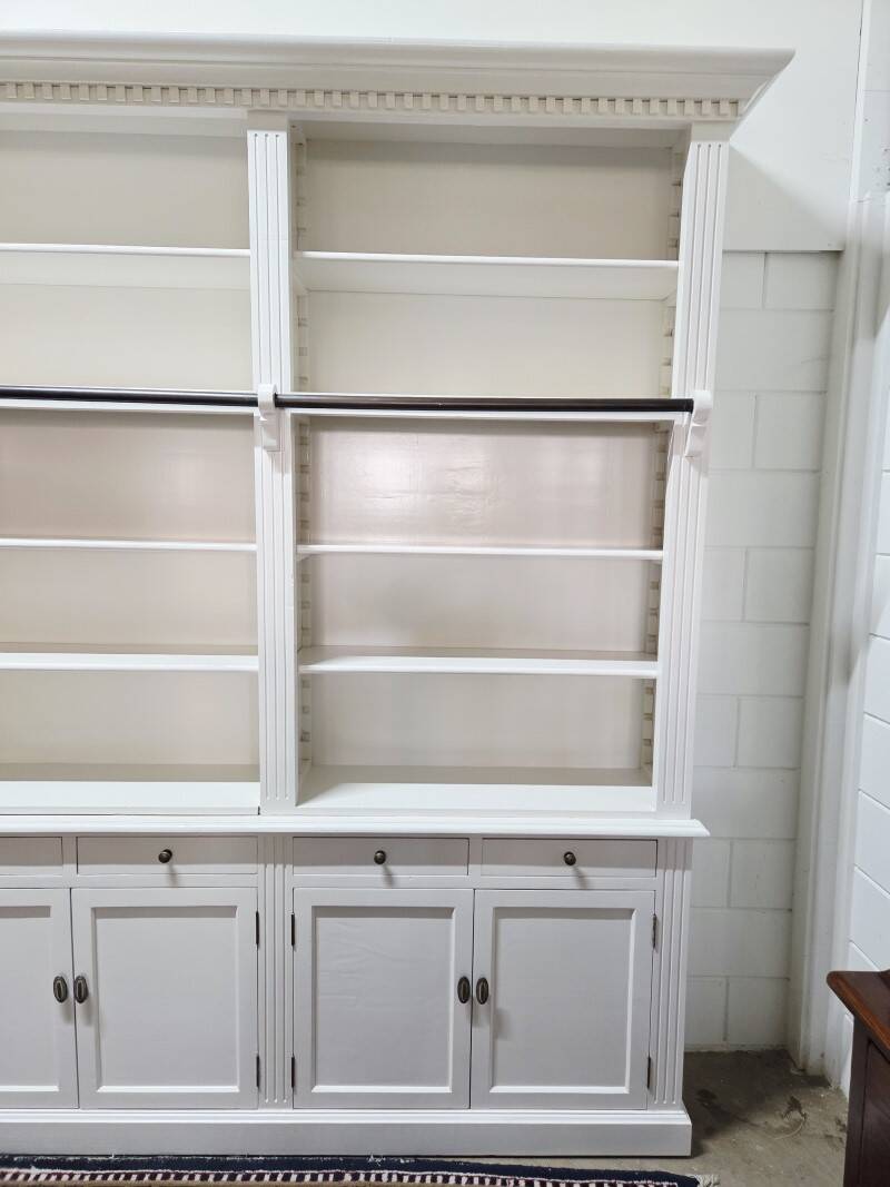 White bookcase library cabinet bookcase with ladder