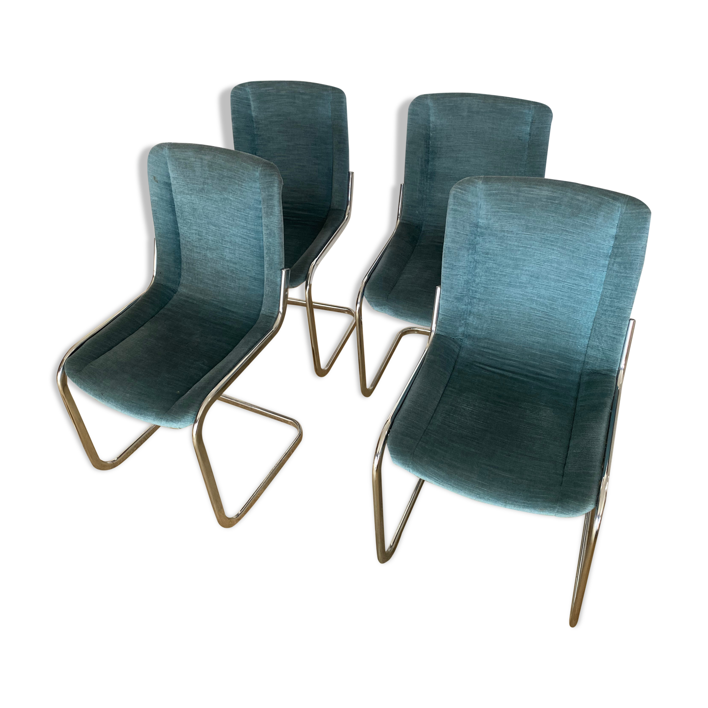 Set 4 steel design chairs and fabrics