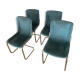Ensemble 4 chaises design en acier et tissu