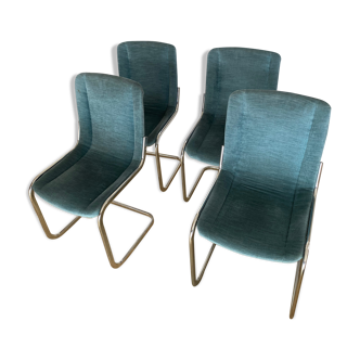 Ensemble 4 chaises design en acier et tissu