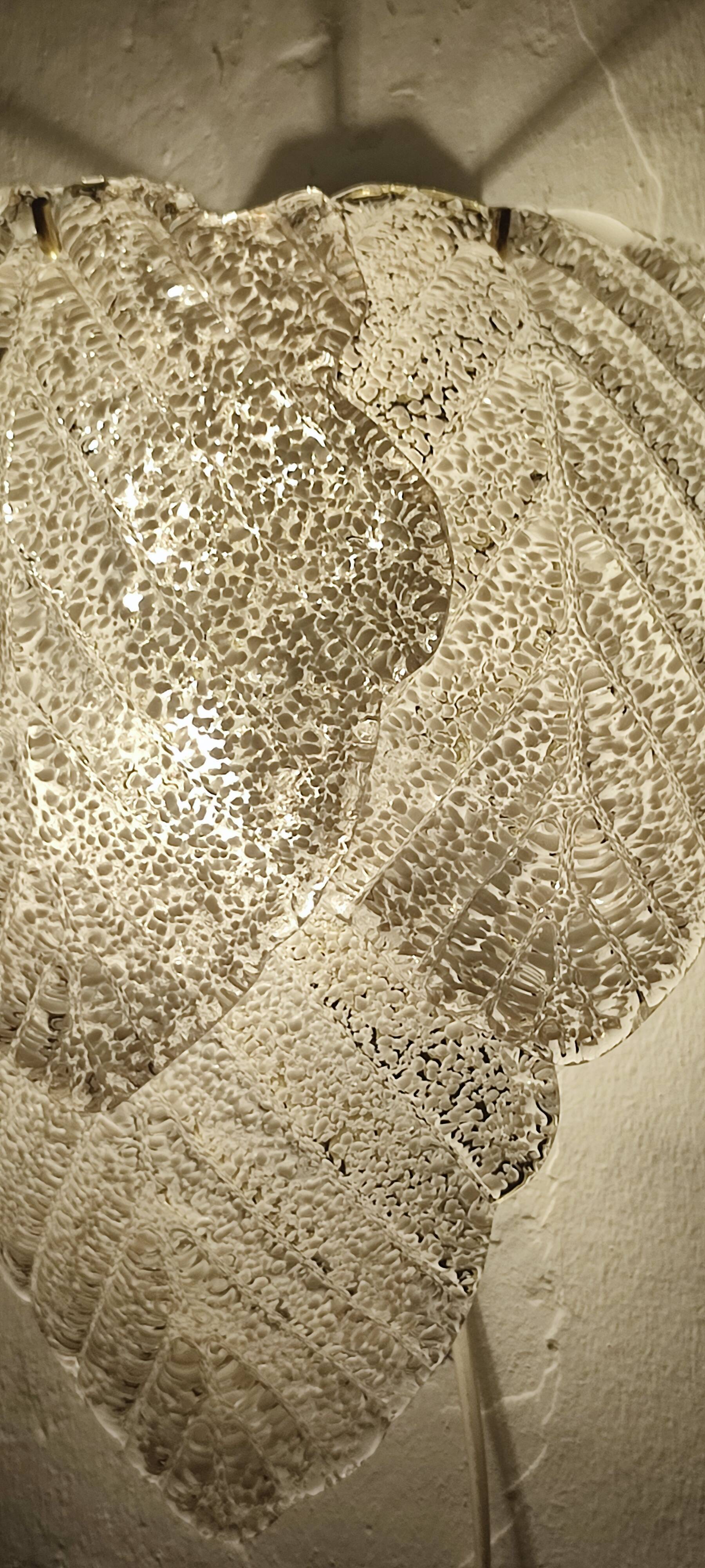 Wall sconce "Mazzega" with Murano glass leaves, Italy 1980