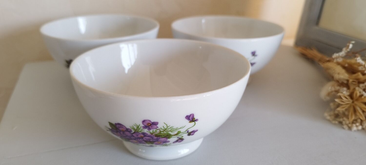 Set of 3 purple bowls