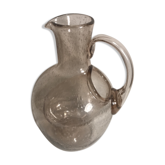 Carafe verseuse en verre soufflé bullé