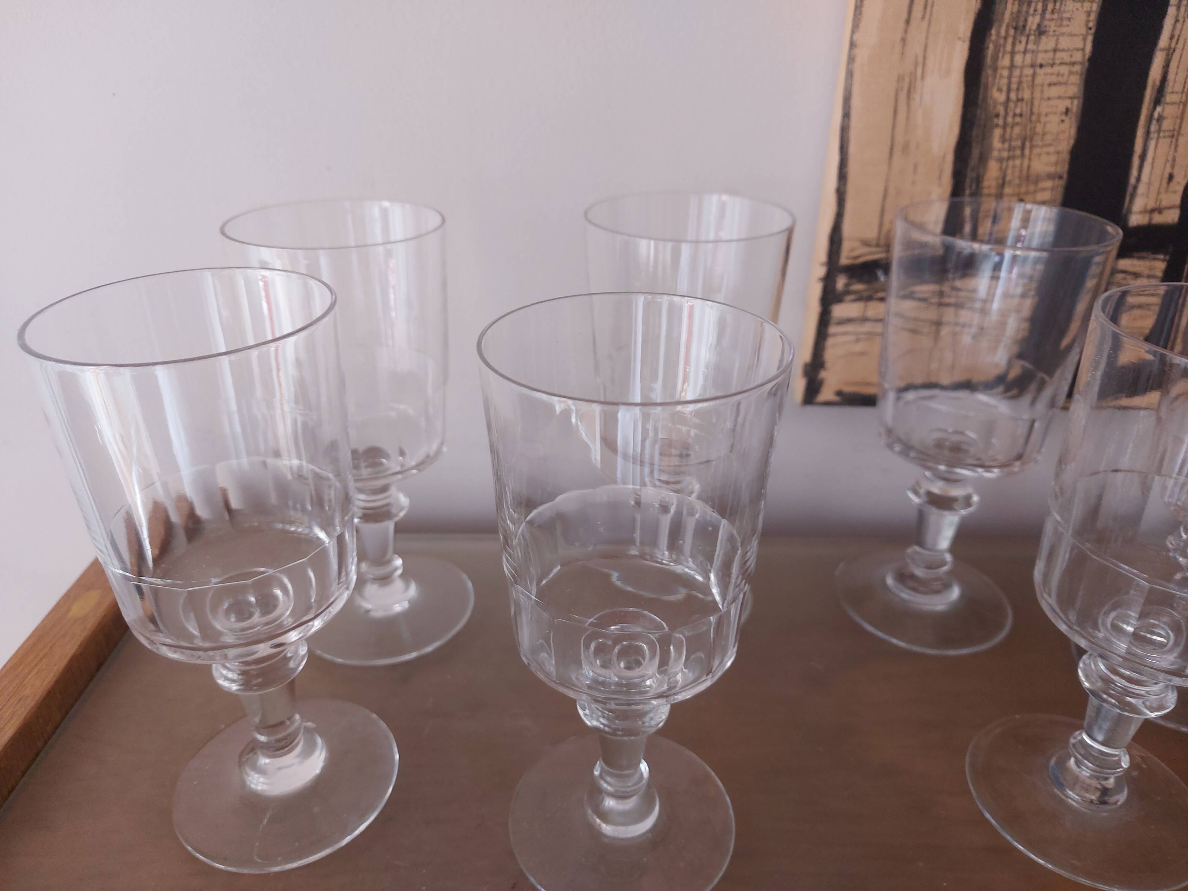6 crystal water glasses of Porcieux model Mirabeau, early XX em