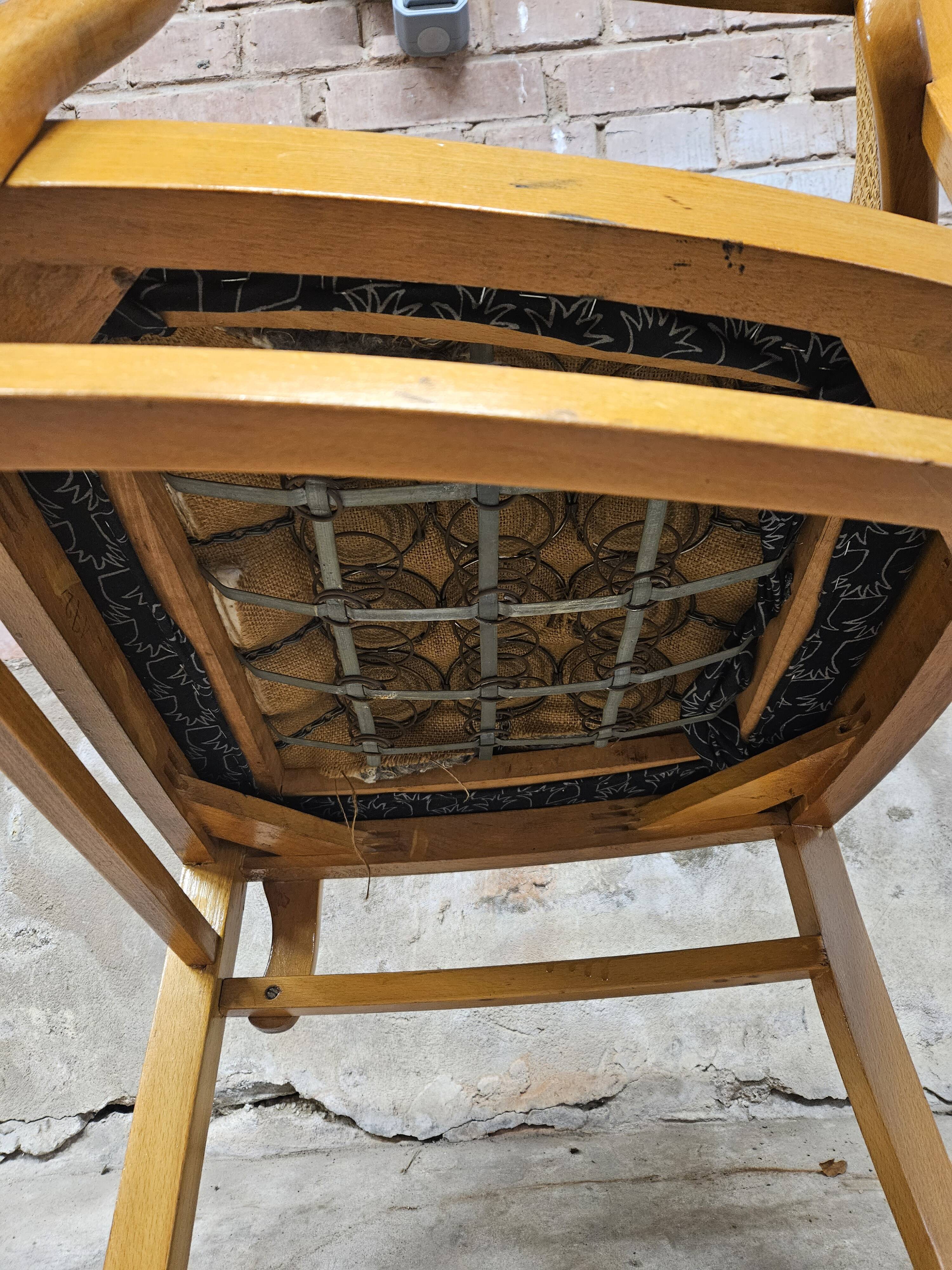 Chair armchair cannage wood 1960 vintage