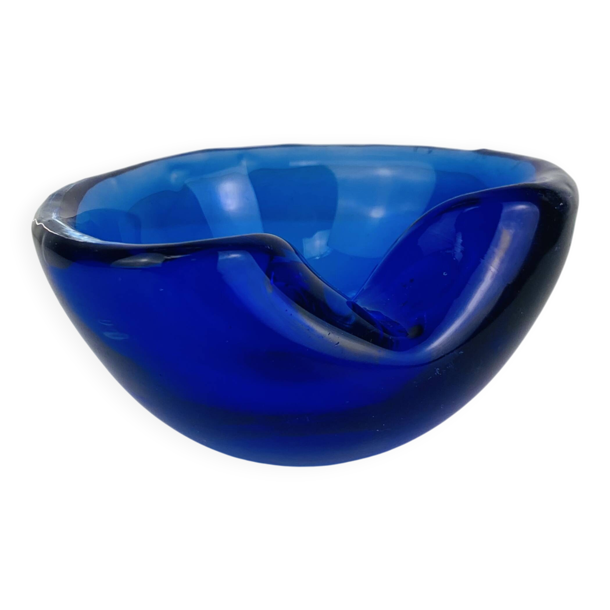 Murano blown glass ashtray, blue, vintage