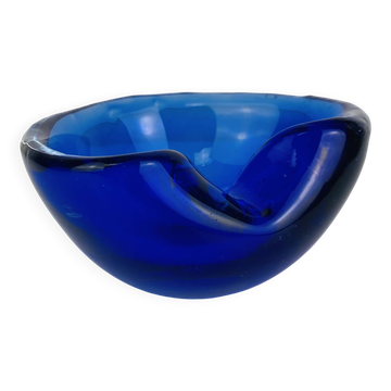 Murano blown glass ashtray, blue, vintage