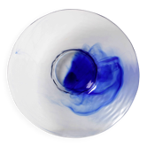 Bol à fruits en verre bleu vintage à tourbillon / Bormioli Rocco / Italie / années 1990