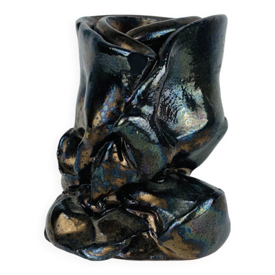 Vase abstrait céramique signé Montalto 1993