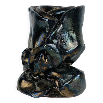 Vase abstrait céramique signé Montalto 1993