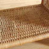 Side table - bedside table - handmade of rattan, bambus and wood - Vintage