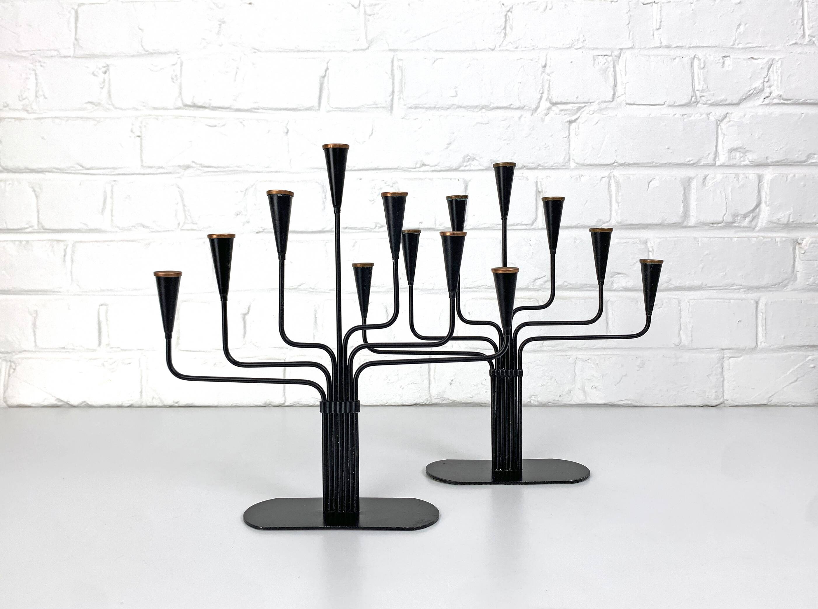 Pair of candelabra by Gunnar Ander for Ystad Metall, Sweden, 1950s.