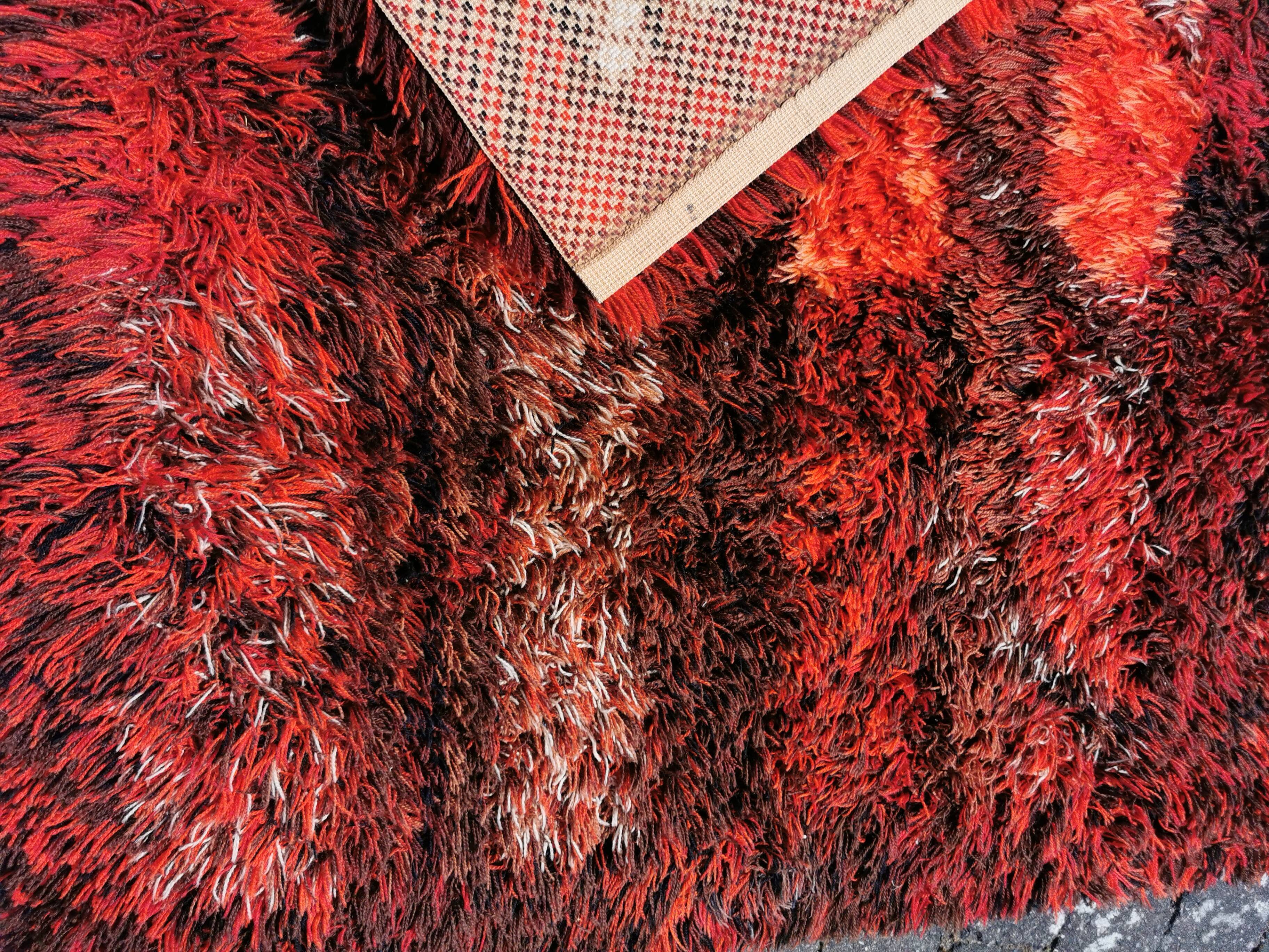 Swedish handmade wool - rya rug. estimated 1960s.