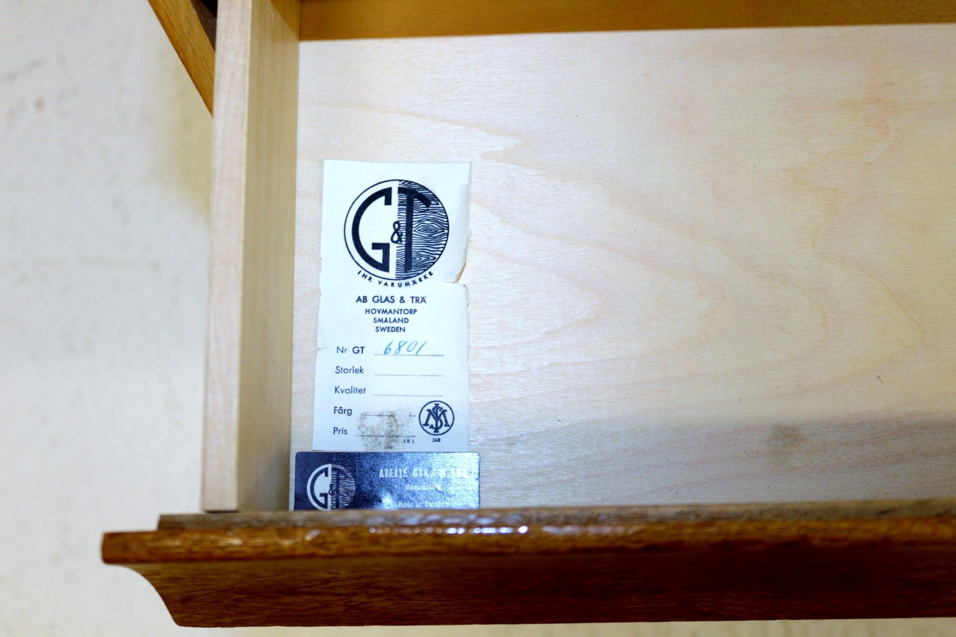 Oak console, Glas & Trä, Sweden, 1950