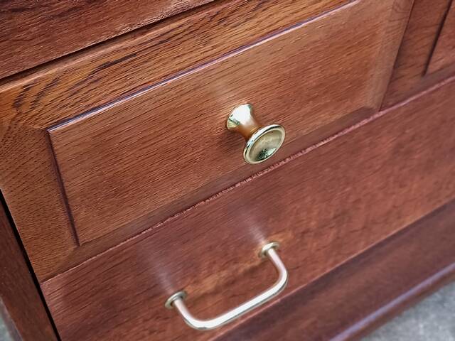 High chest of drawers, Stag brand, 1980s, vintage, United Kingdom