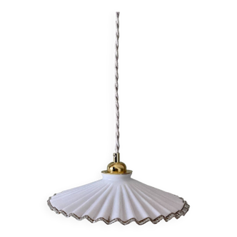 Vintage lampshade pendant light in white opaline