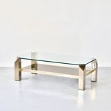 23kt Gold Plated Midcentury Coffee Table By Belgo Chrome. Vintage / Modern