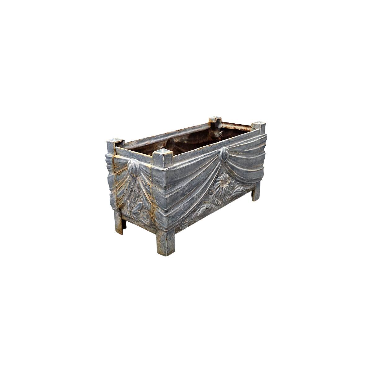 French Art Deco Cast Iron Enameled Jardiniere, 1930s