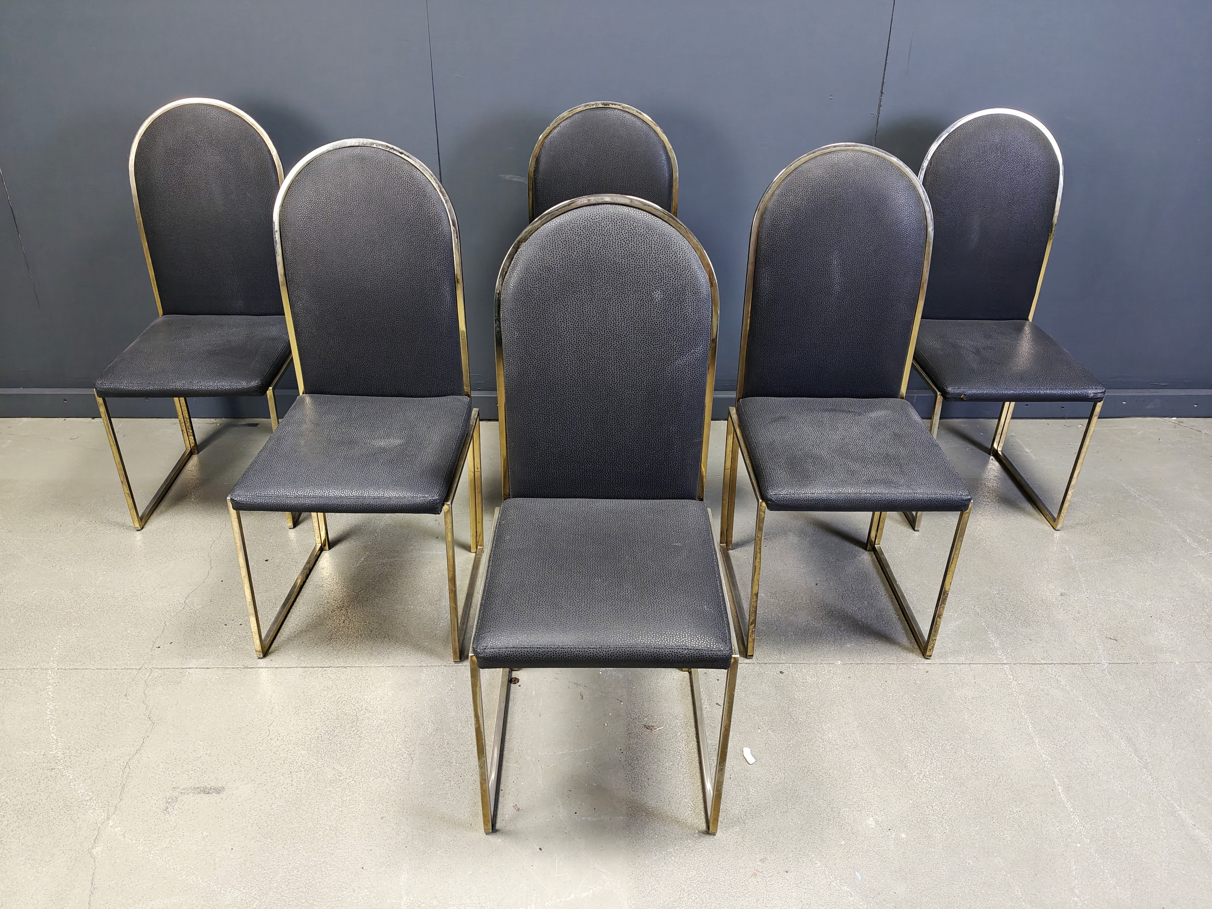 Vintage brass dining chairs by Belgochrom, 1970s