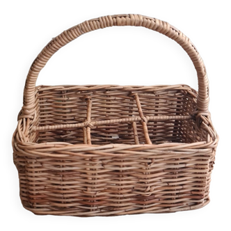 Vintage wicker bottle rack