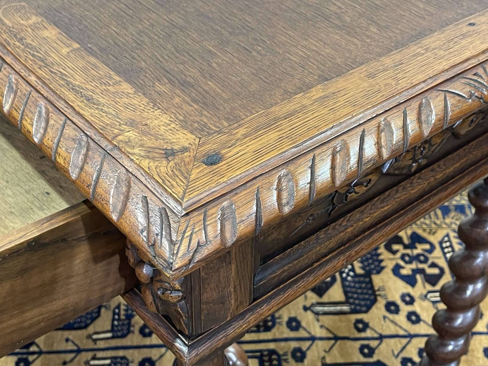Henry II oak desk table from the early 20th century
