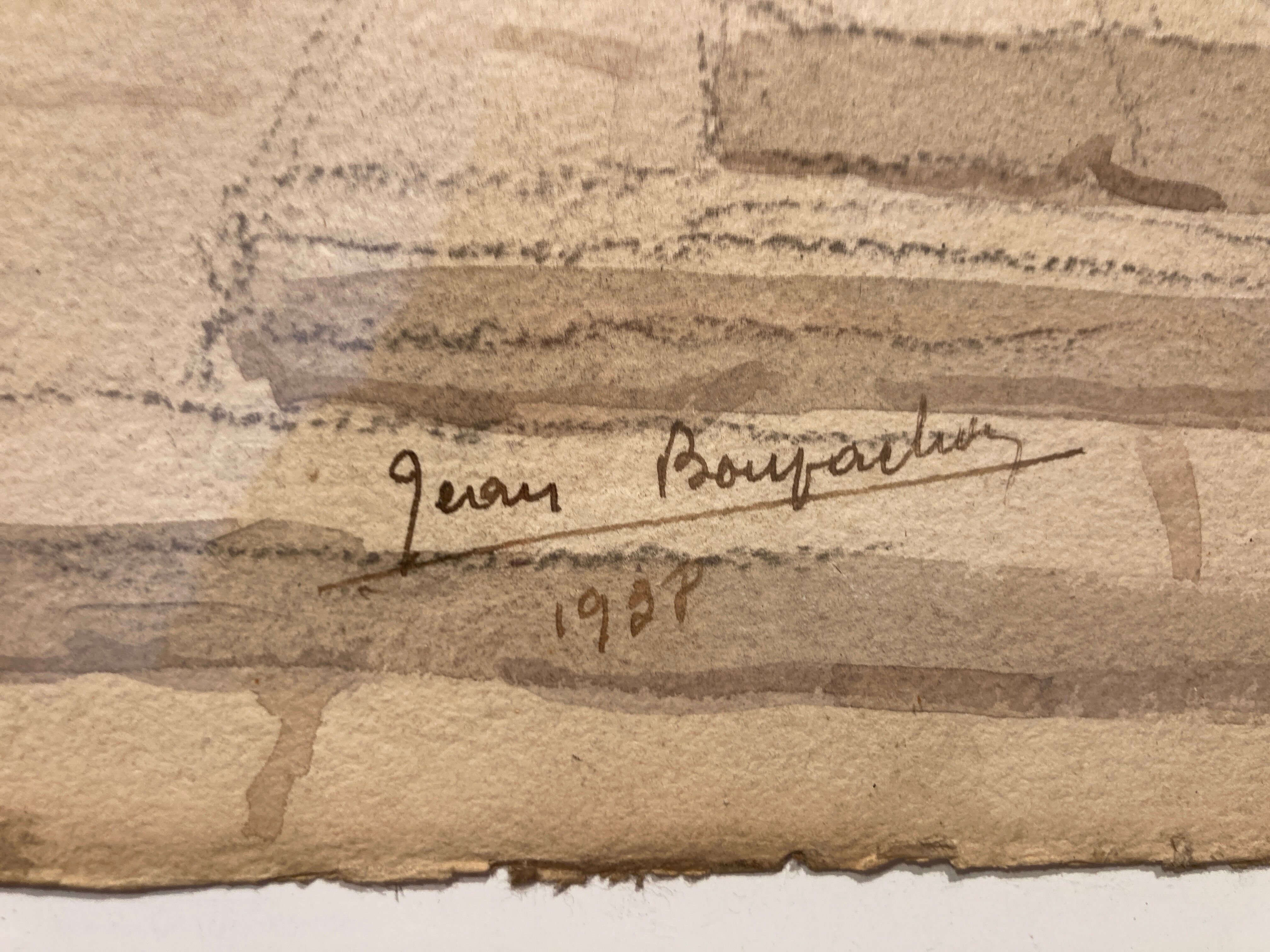 Watercolor depicting a seaside