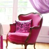 Louis XV style bergère, in pink velvet