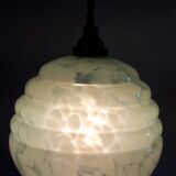 Glass suspension Clichy Green Art Deco