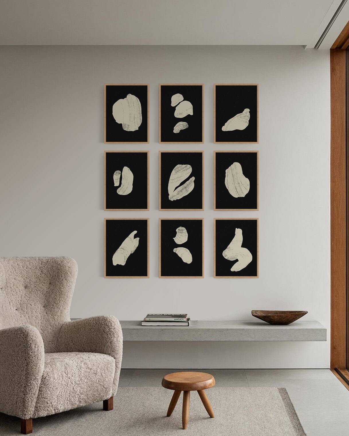 Ensemble de 9 impressions giclées abstraites, format A4