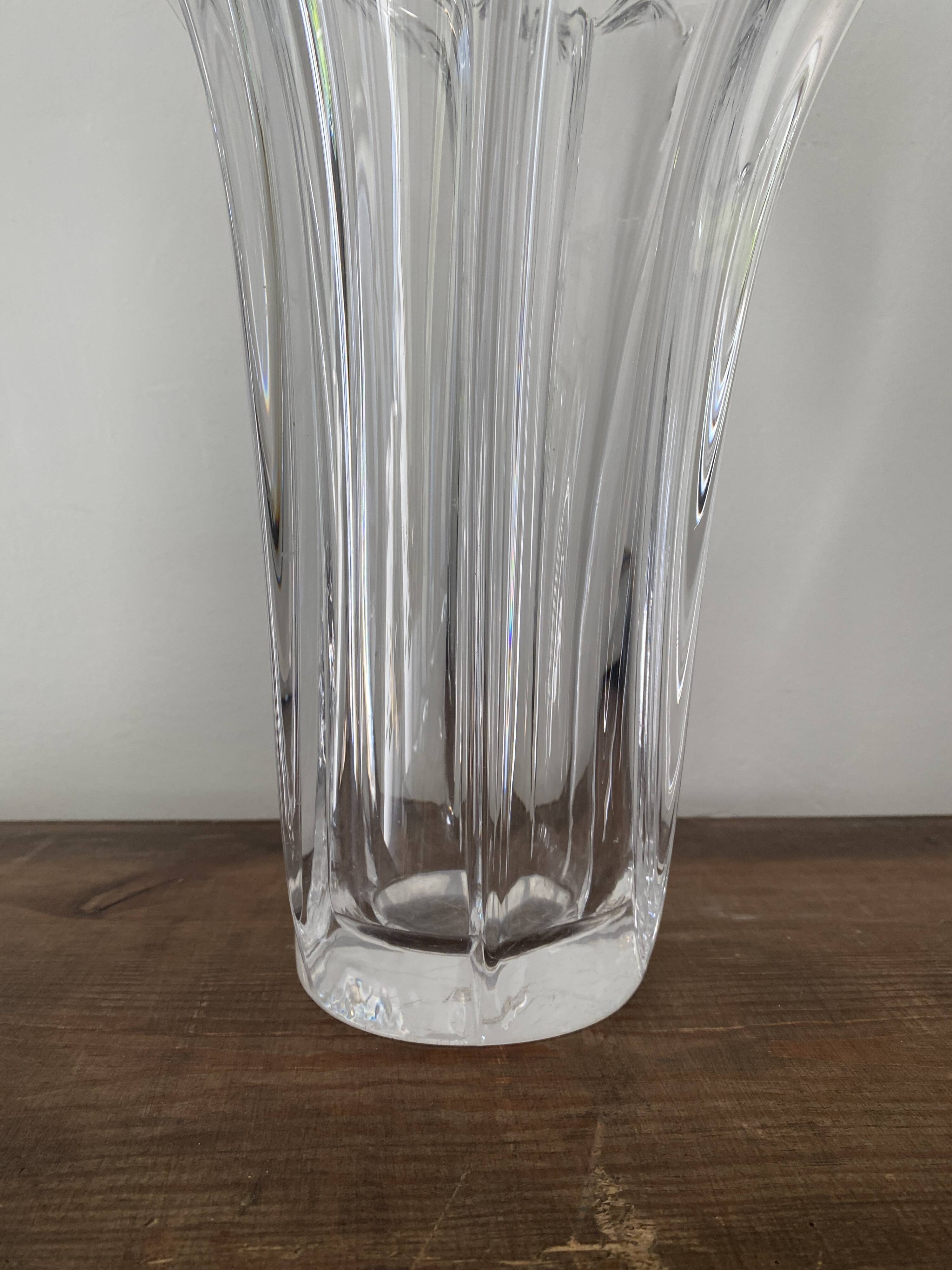 Vintage art deco crystal vase flared corolla flower shape